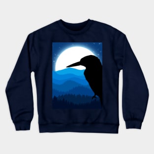 BLACK CROW BLUE SILENCE NIGHT SKY MOON LAPLAND Crewneck Sweatshirt